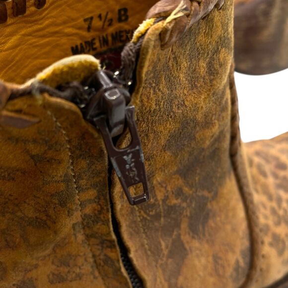 Old Gringo Mexicans Adala Heeled Ankle Leopard Print Suede Boots 7.5 Distressed - Picture 12 of 15
